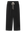The Wide Leg Cropped Sweatpant by THE GREAT. CORE KNITS in Almost Black features a white drawstring, mid-length design, and is made of soft 100% cotton fabric.