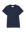 The Boxy Crew in True Navy by THE GREAT. FALL 23 KNITS is a locally handcrafted, 100% cotton T-shirt featuring short sleeves and a round neckline, displayed against a white background.